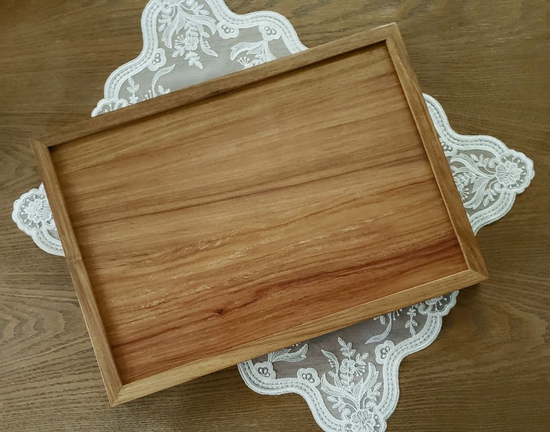 木製 お盆 細工 トレイ 新品