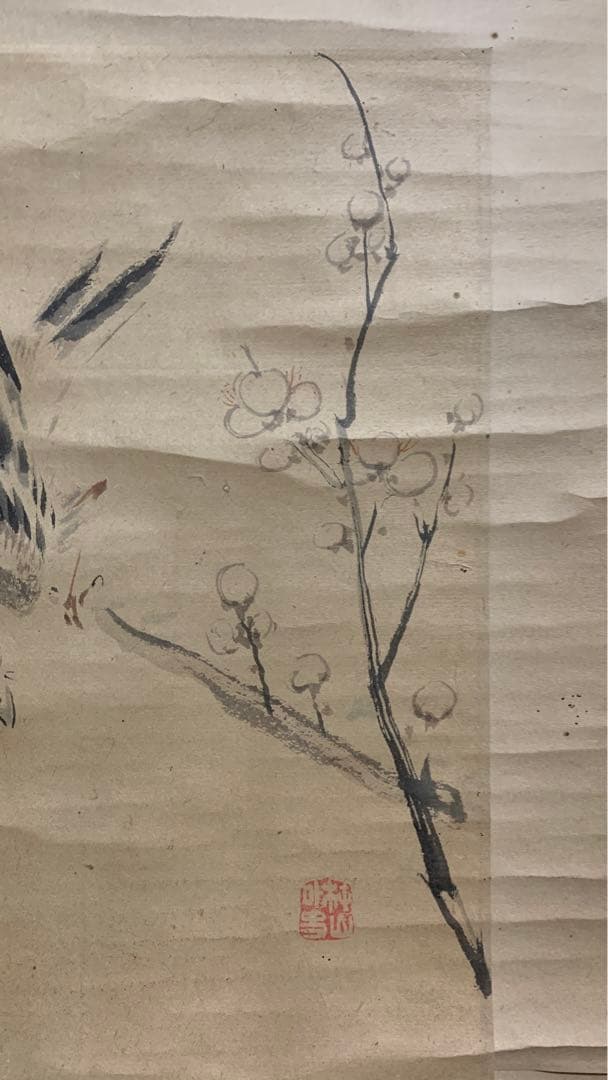 ②③ 中国？花鳥水墨画　掛軸　署名捺印有り　江戸時代？　作者不明