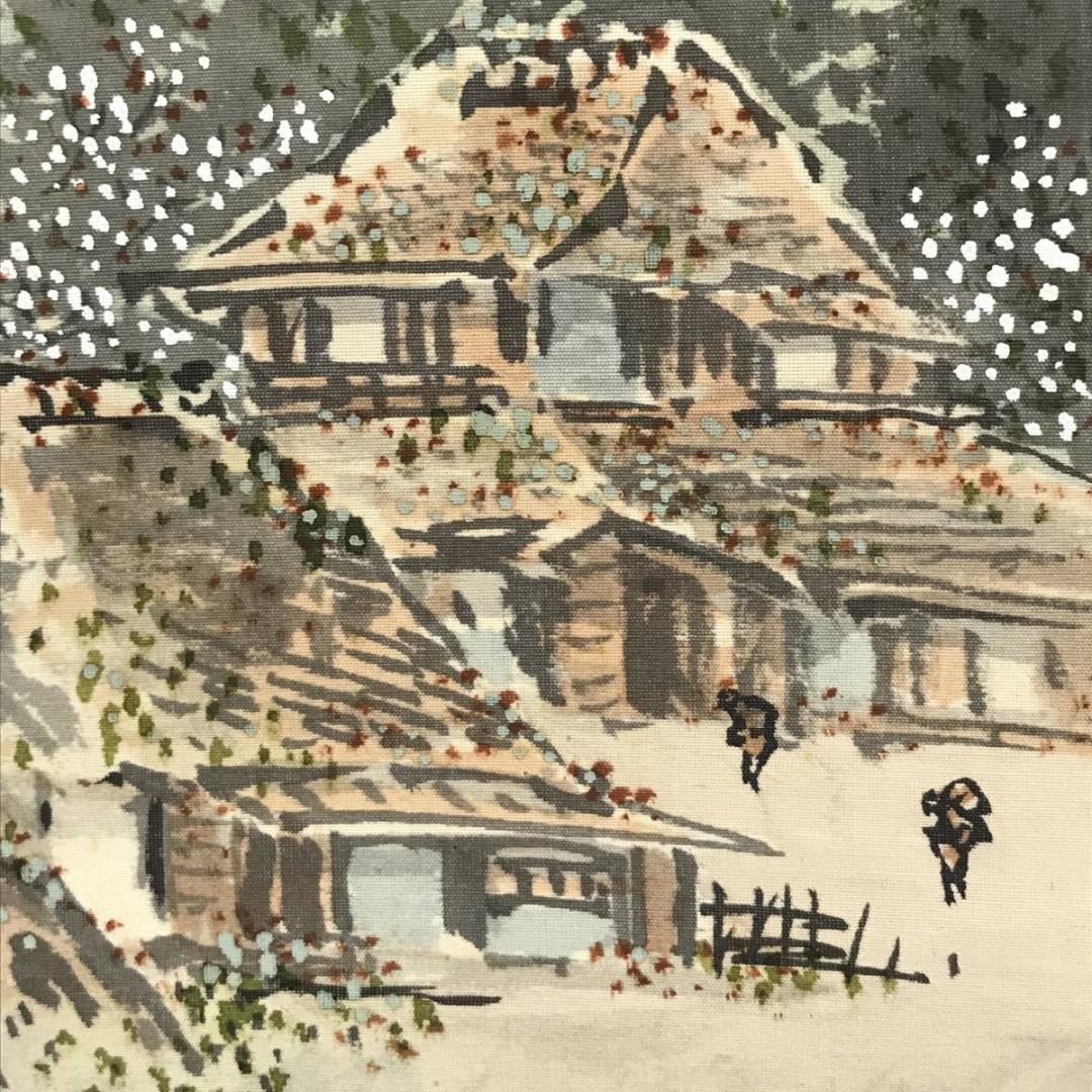 【真作】大西圭斎/春景山水図/山水図/掛軸/名家伝来/AD-349
