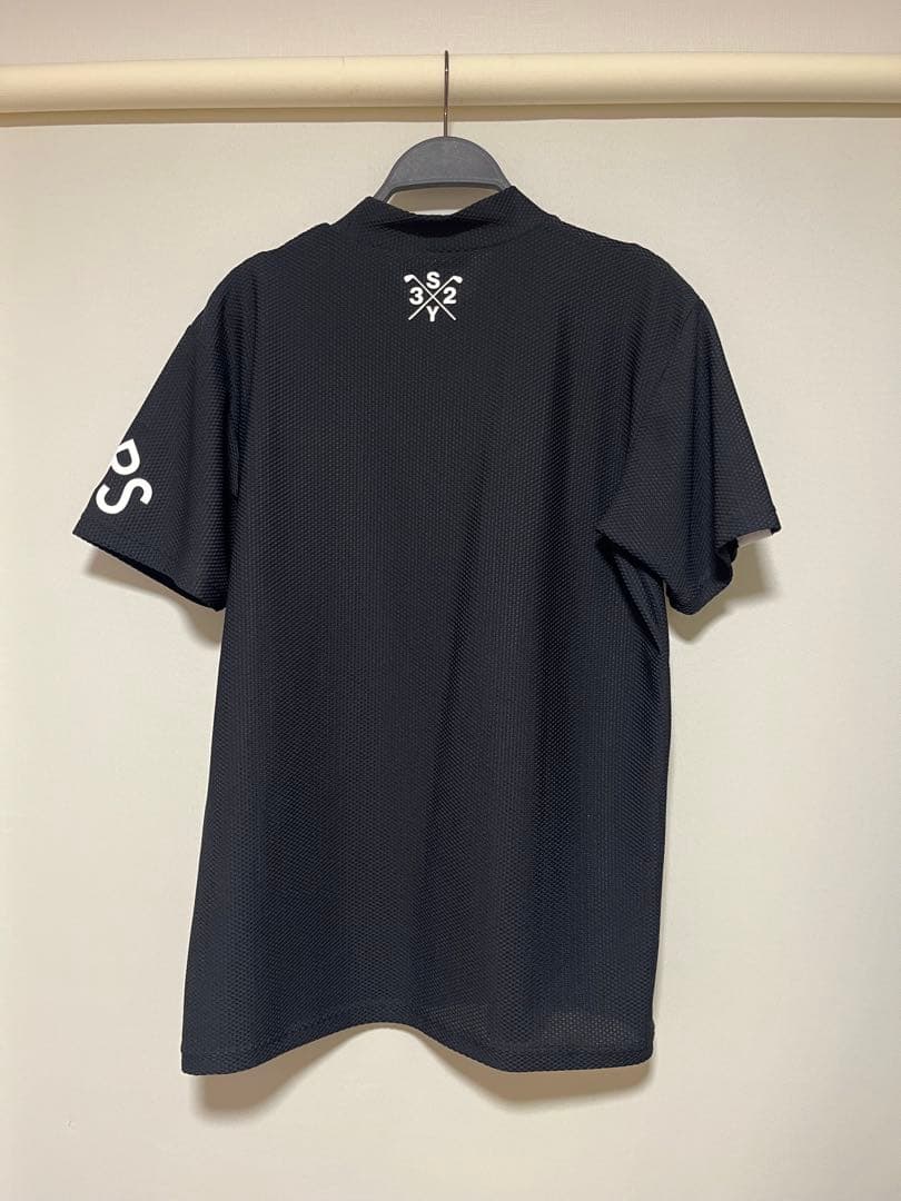 SY32 GOLF モックネックシャツ ワッフル ブラック サイズL