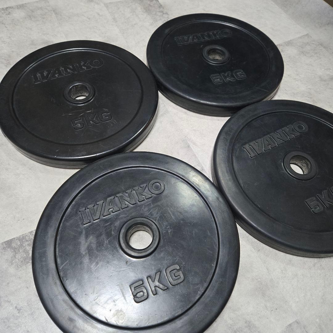 IVANKO ラバーダンベルプレート 5kg 4枚セット Φ28mm