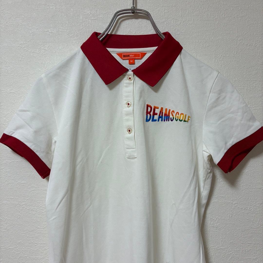 BEAMS GOLF ポロシャツ ホワイト/レッド　レディース　Mサイズ
