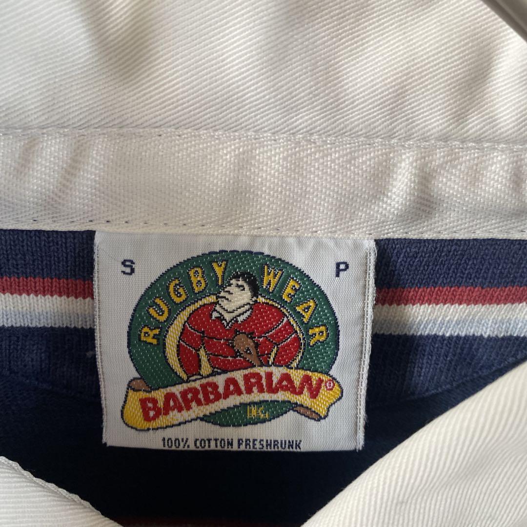 90sBARBARIAN カナダ製　ボーダーラガーシャツ　長袖　メンズSサイズ