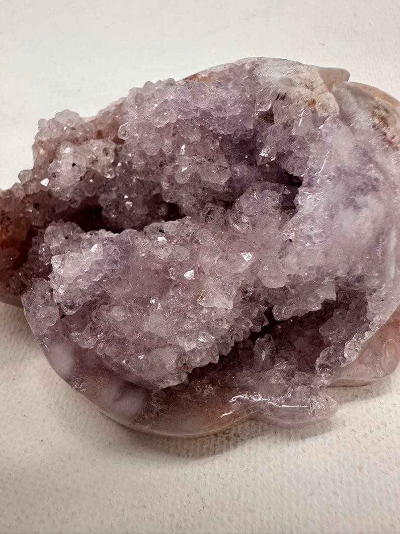 ピンクアメジスト　フラワーアメジスト　カメ　亀カービング　置物　オブジェ　天然石