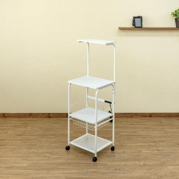 【新品・送料無料】上棚コンセント付　レンジ台　WAL/WH