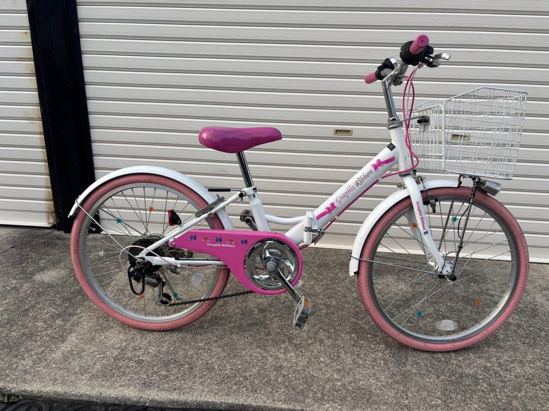 子供用自転車 20インチ ホワイト ピンク　GR-RIBBON