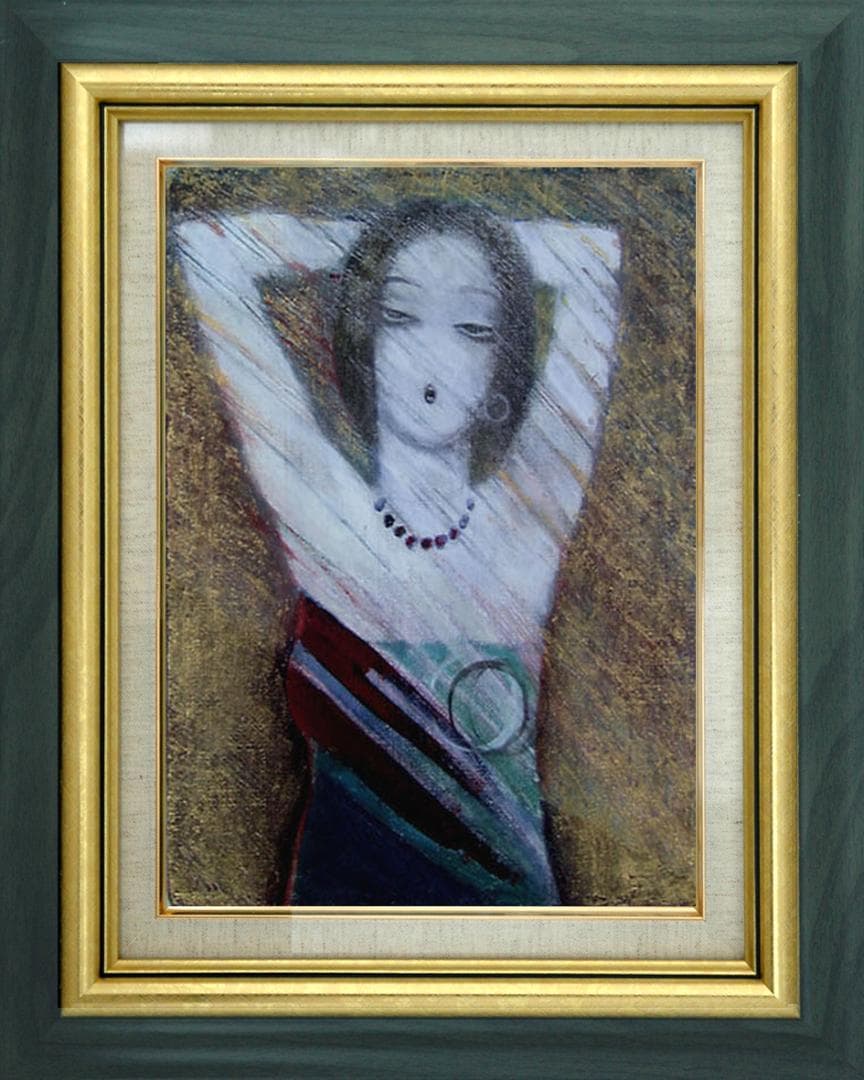 油絵 菅家令子 絵 絵画 インテリア 額付(銀) F3-32023 女性像