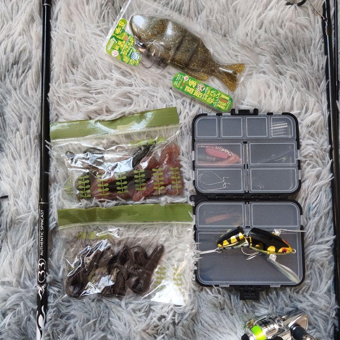 新品バス釣りセットベイトセットスピニングセットルアーワームセットハサミセット