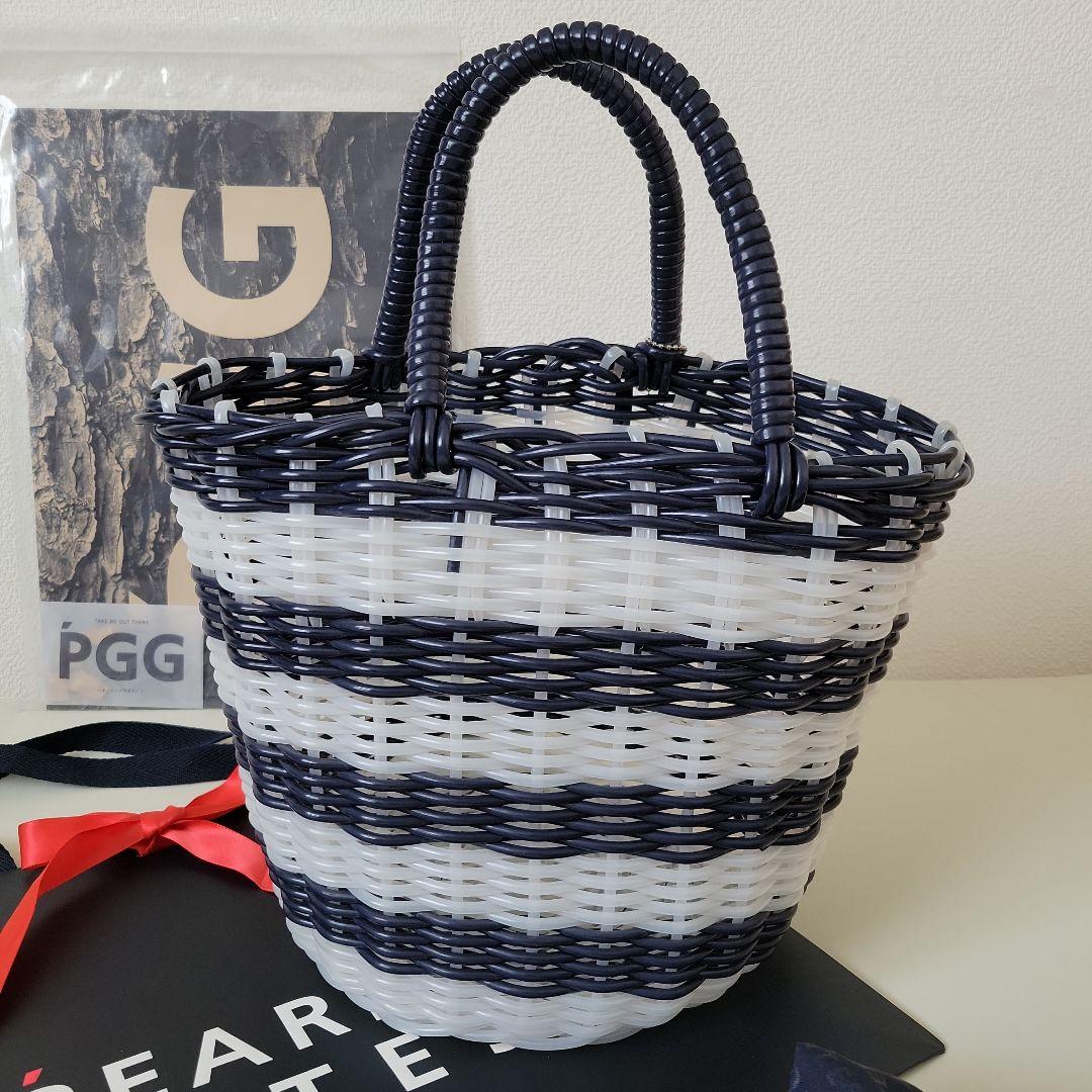 PEARLYGATES パーリーゲイツ かごバッグ巾着袋付き　ボーダー柄マリン