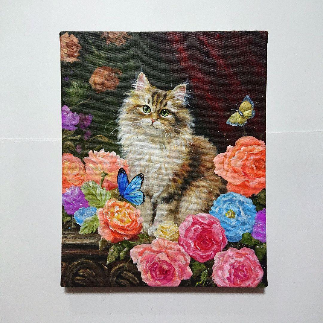 【ねこ】アクリル画 F3 風景画 絵画 動物画