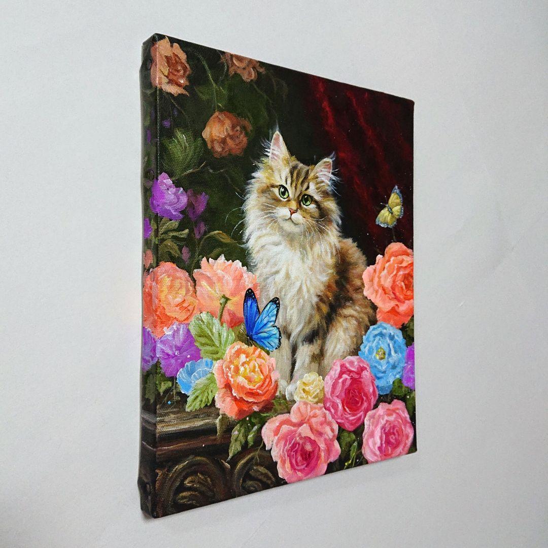 【ねこ】アクリル画 F3 風景画 絵画 動物画