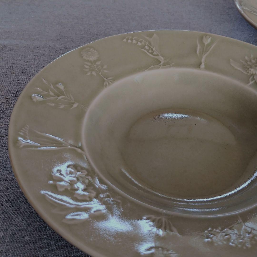 新品 植物図鑑 お花のリム皿 スープ パスタ プレート 陶器 アンティーク
