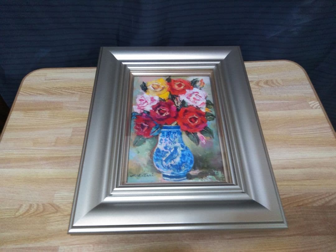 奥谷全弘　薔薇の花　油彩SM