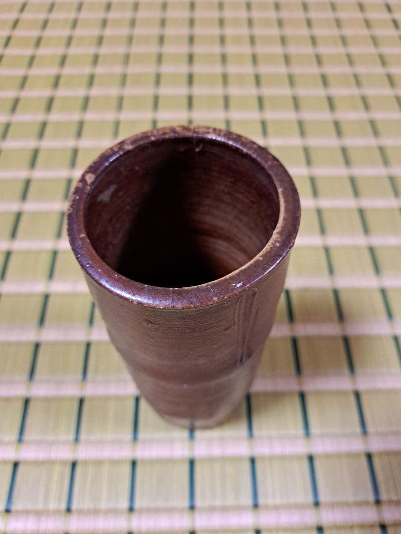 備前焼Bizen warevase　竹の形　花入れ　陶印あり