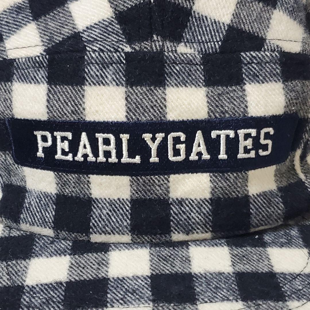 パーリーゲイツ PEARLY GATES キャップ 帽子 毛混 白黒 チェック柄