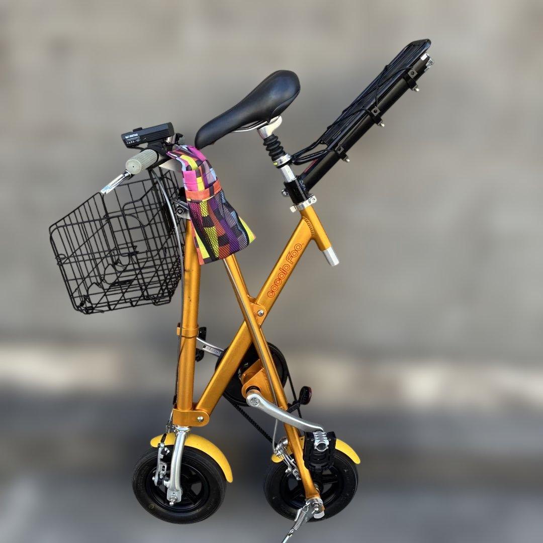折りたたみ自転車 ゴールド 前部バスケット付き