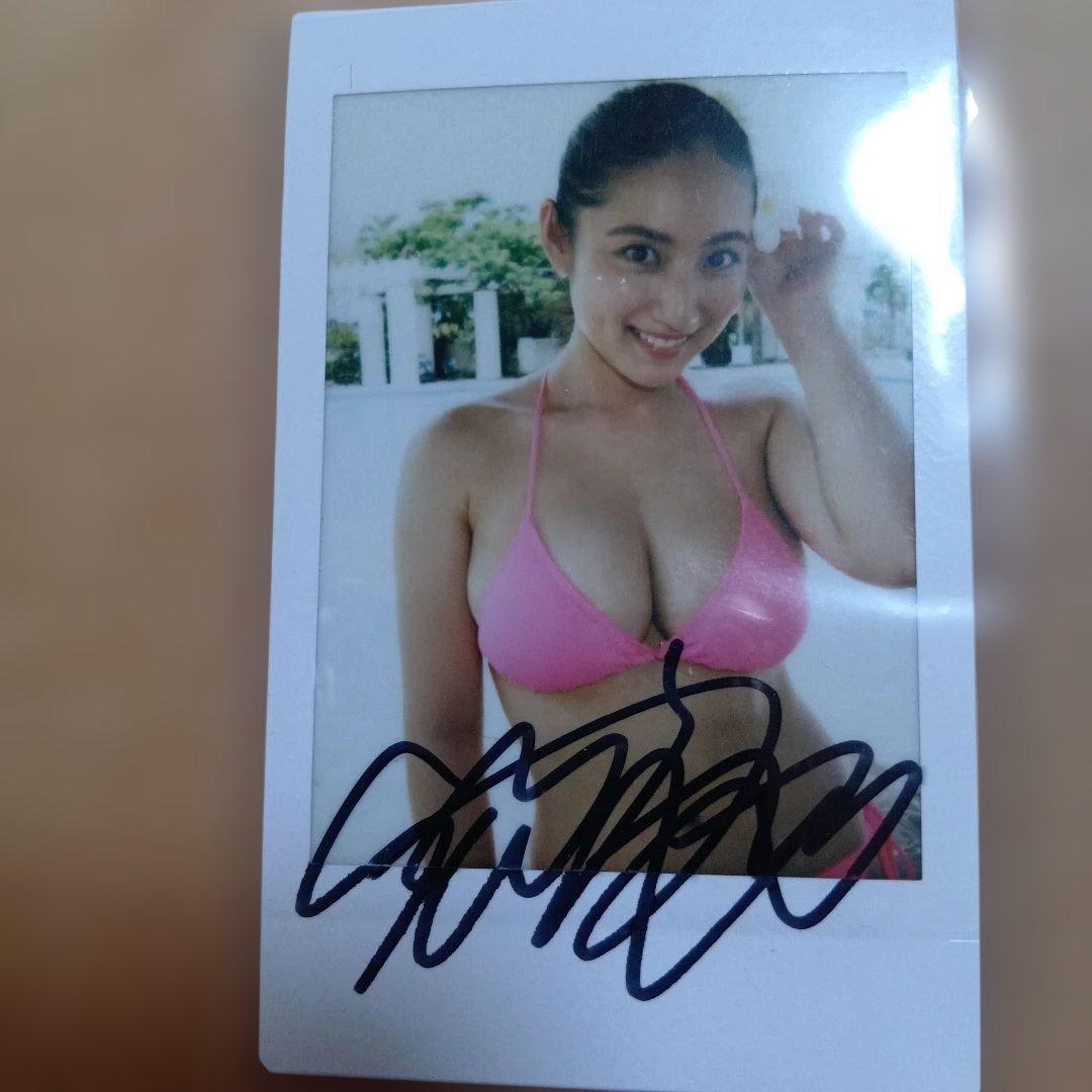 紗綾 チェキ サイン入りポラロイド写真 ピンクビキニ