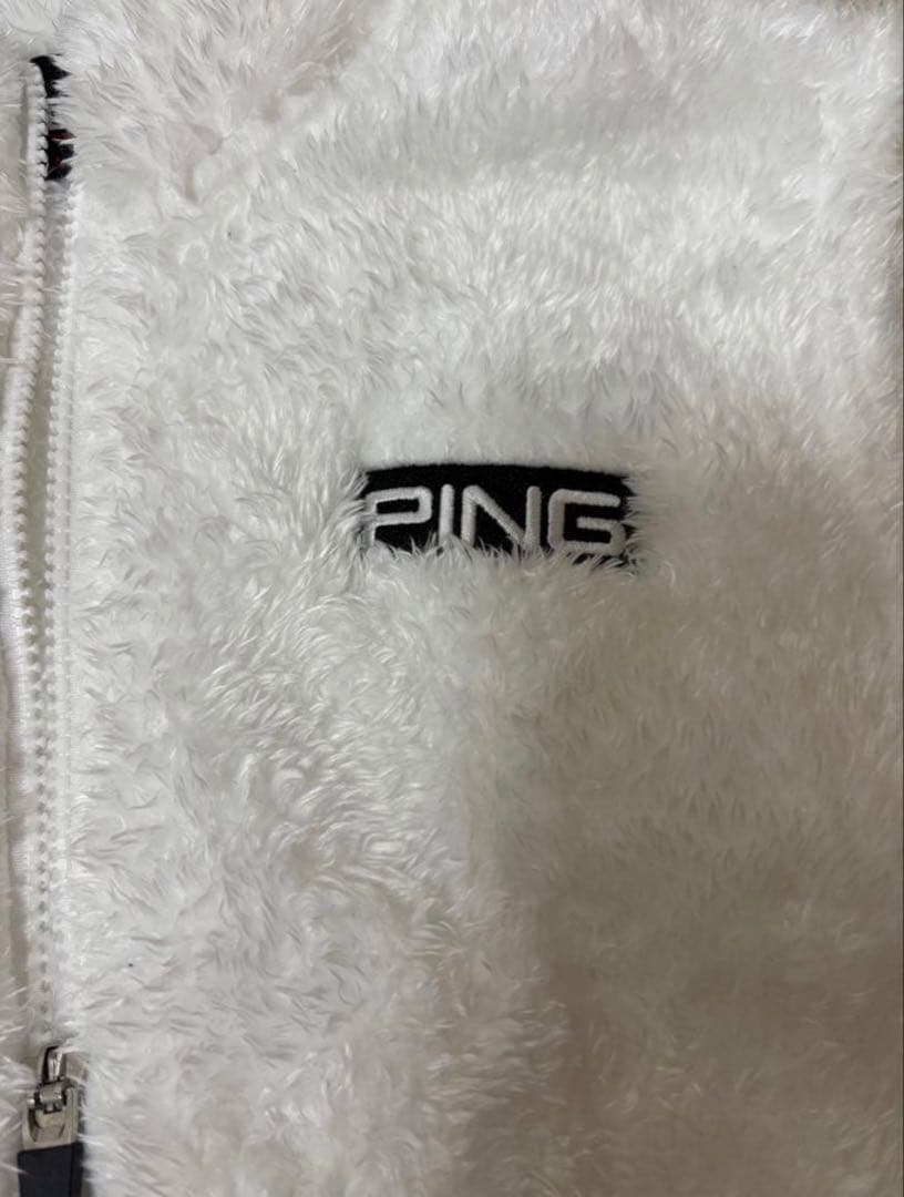 美品✨PING フリースベスト LL ホワイト　ボア　ゴルフ　ベスト　XL