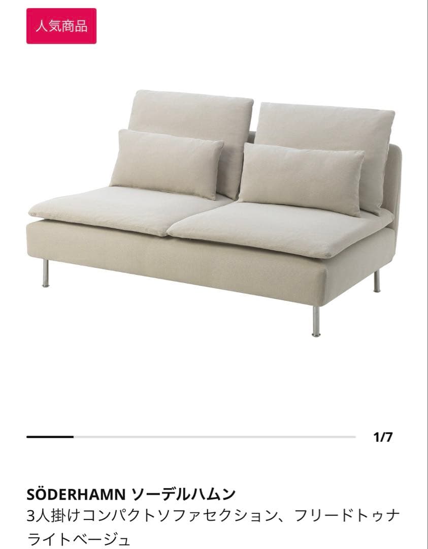 2026年1月購入SÖDERHAMN ソーデルハムン　IKEA ソファ　イケア