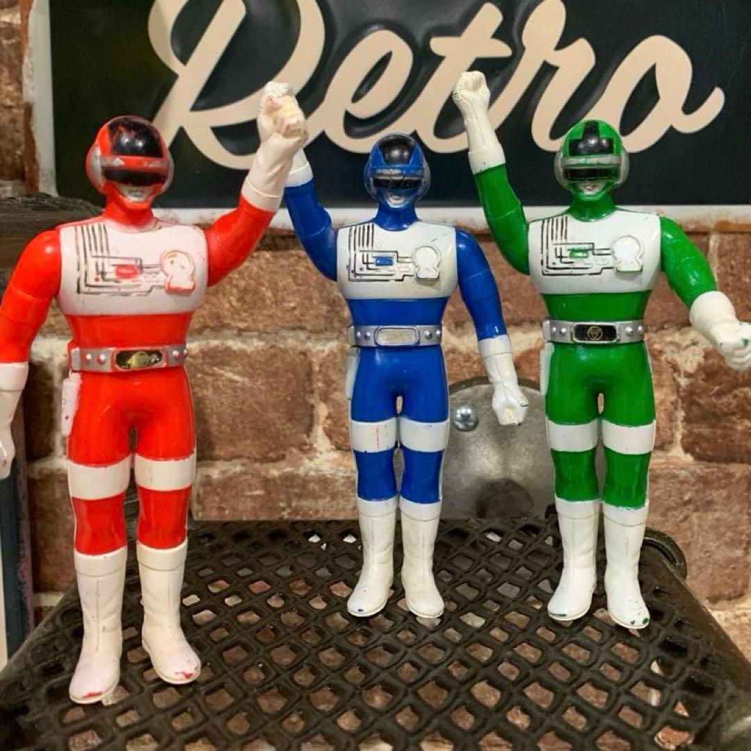 超電子バイオマン⭐️ アクアイガー1984年製ソフビ4体セット
