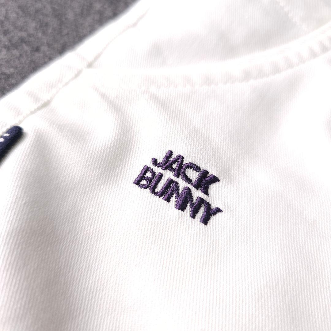 ジャックバニー ゴルフハーフパンツ 白 6 LL ロゴ刺繍 総柄 モノグラム