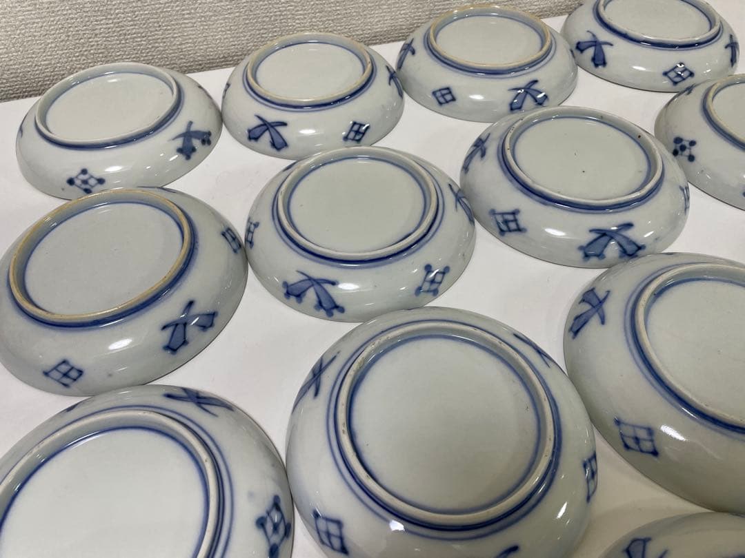 【現状品】古伊万里 金彩 色絵 染付 陶器 花柄 小皿 割烹 懐石 15枚 ②
