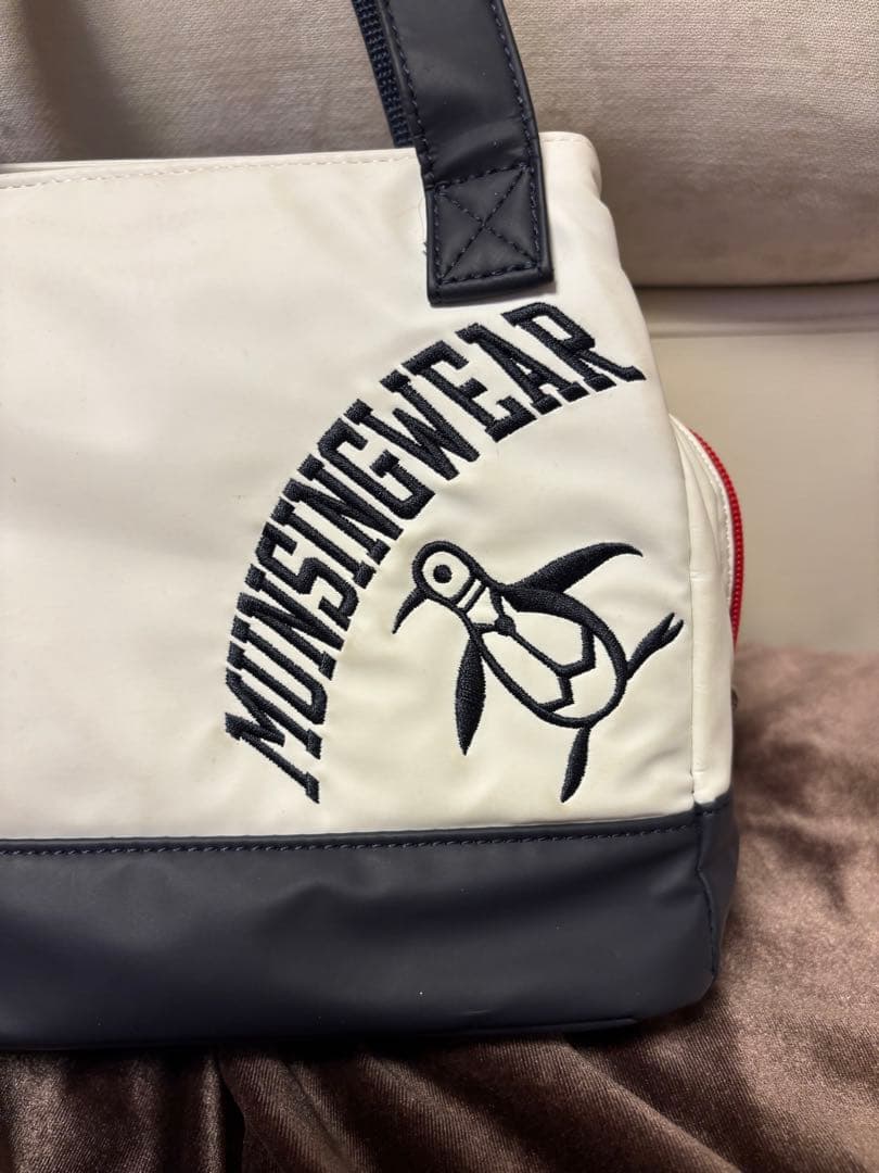 Munsingwear マンシングウェア バッグ 白×ネイビー ロゴ刺しゅう