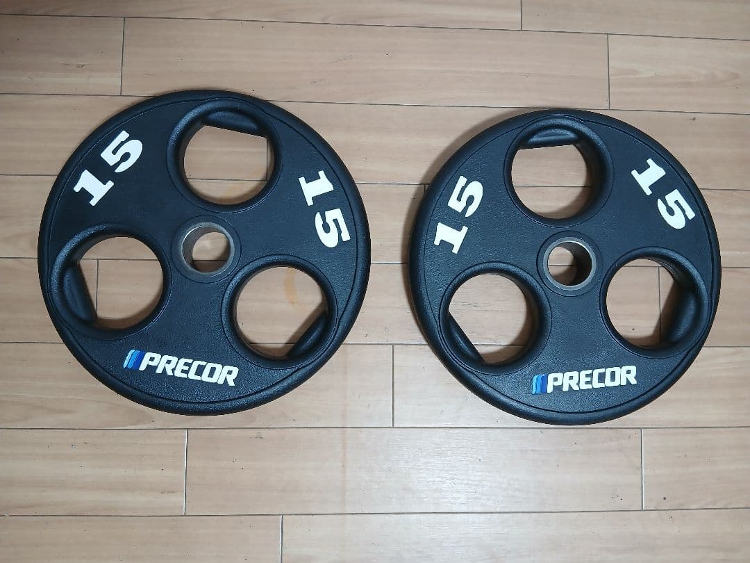 ②PRECORバーベルプレート15kg×1枚 穴径50mm