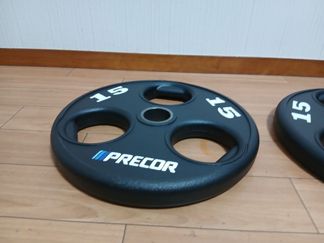 ②PRECORバーベルプレート15kg×1枚 穴径50mm