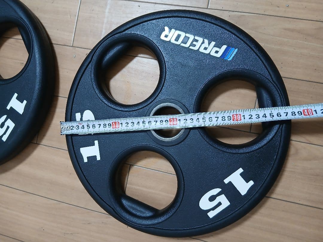 ②PRECORバーベルプレート15kg×1枚 穴径50mm