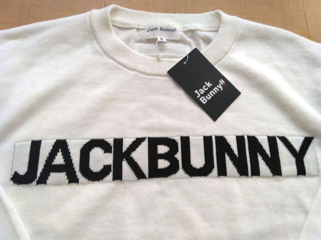 【新品】Jack Bunny!! ホワイト クルーネック ロゴセーター サイズ6