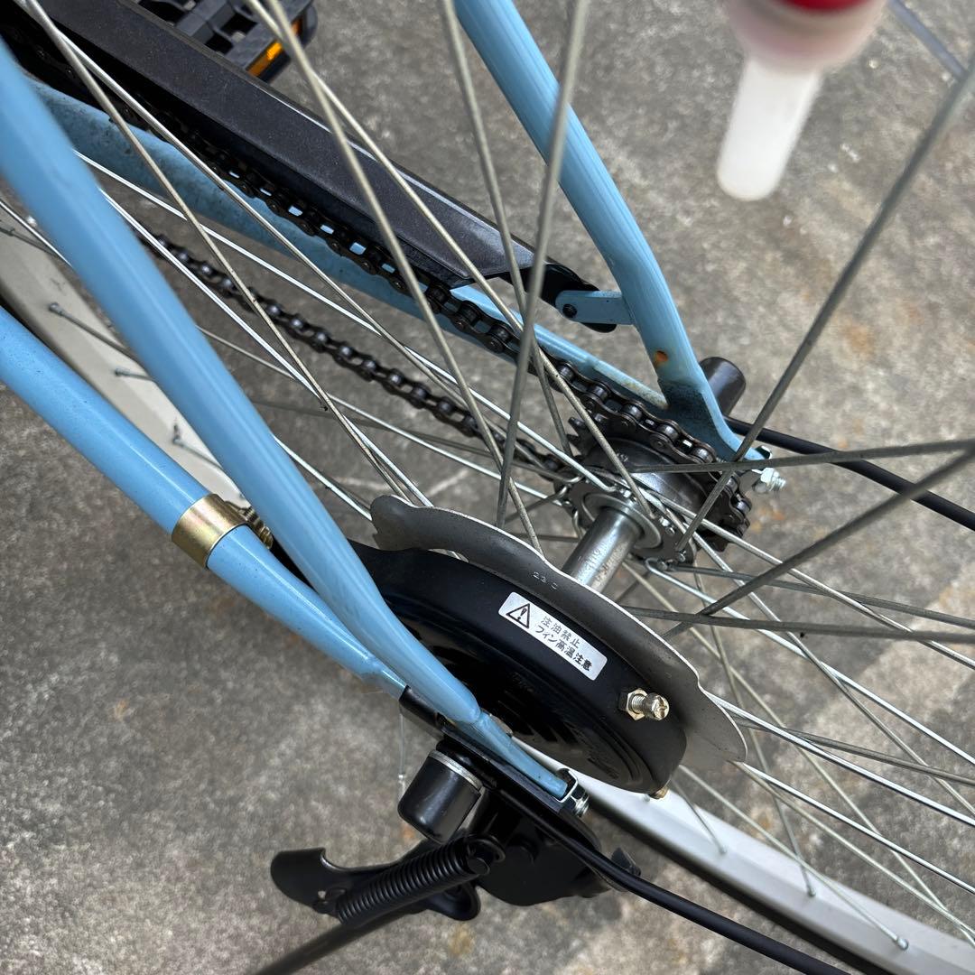 水色 シティサイクル 26インチ 前面バスケット付き