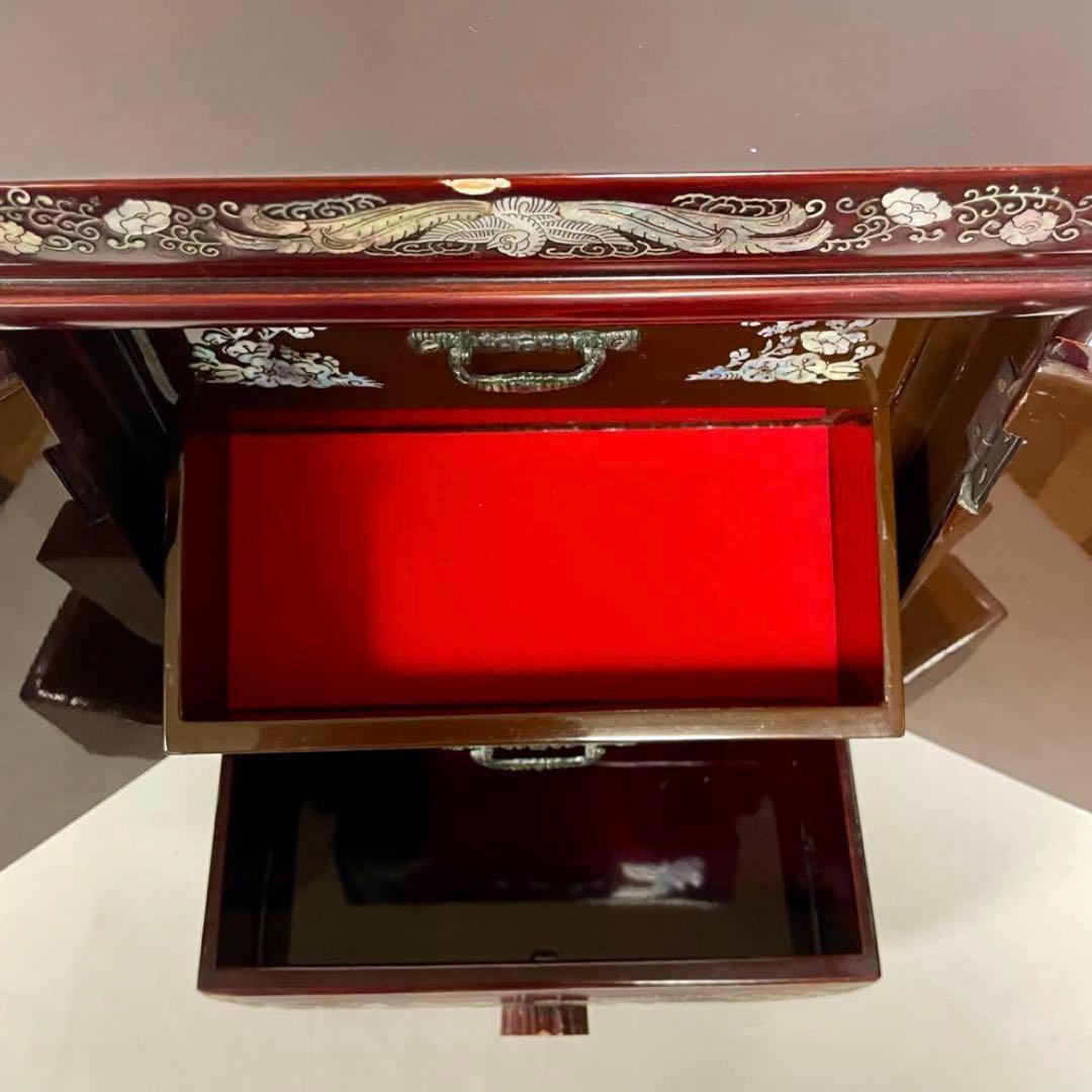 螺鈿細工 希少 小物入れ 花鳥模様 アクセサリーケース 宝石箱 ミニ箪笥