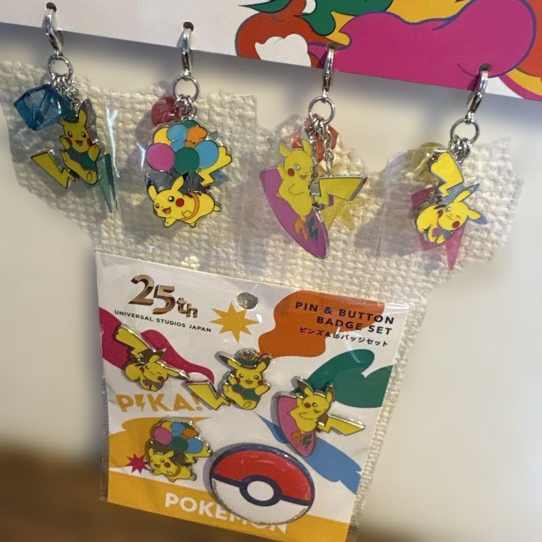 USJ限定 ピカチュウ　チャーム　ピンズ&缶バッジ セット