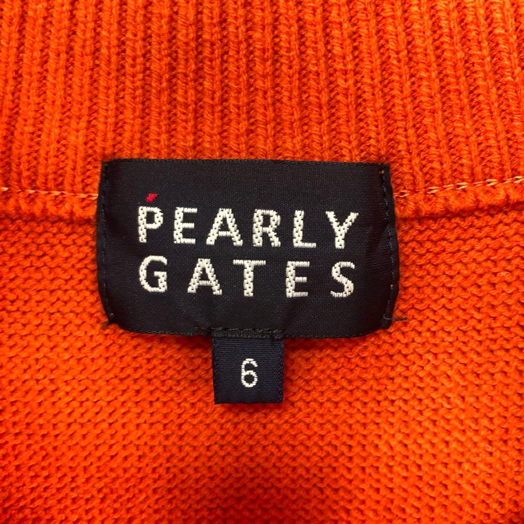 PEARLY GATES ロゴ ハーフジップ ニット セーター 6 オレンジ