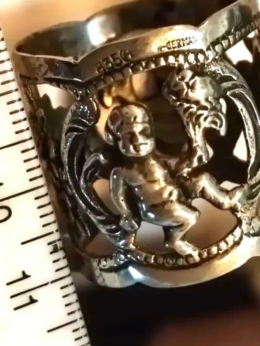 フローラルデザイン ナプキンリング刻印有り 2個セットシルバー８３５