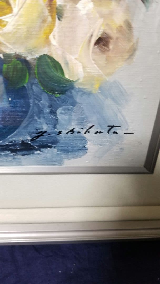 真作 F3 「薔薇」 肉筆油彩画 油絵　ガラスあり