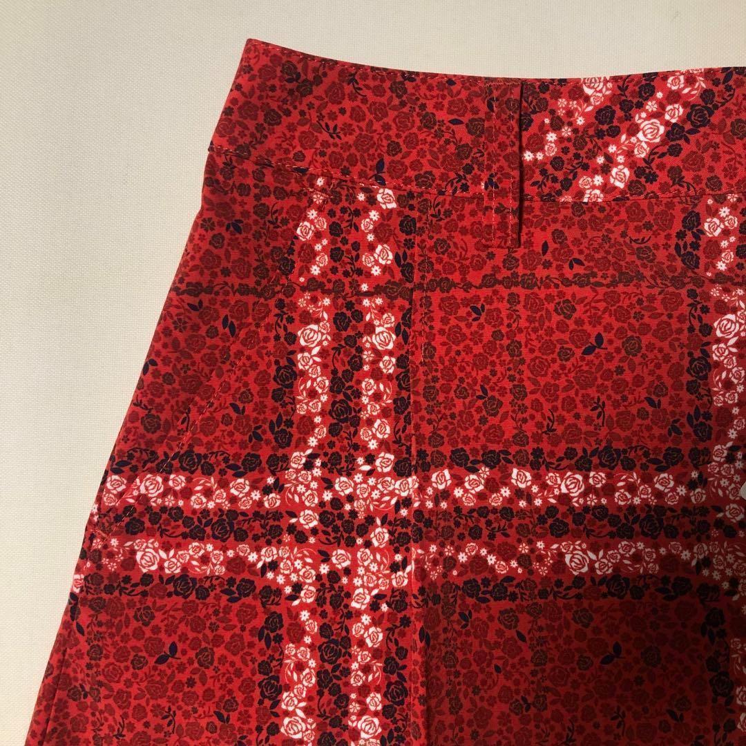 未使用 アディダスゴルフ スカート ボタニカル レッド Sサイズ