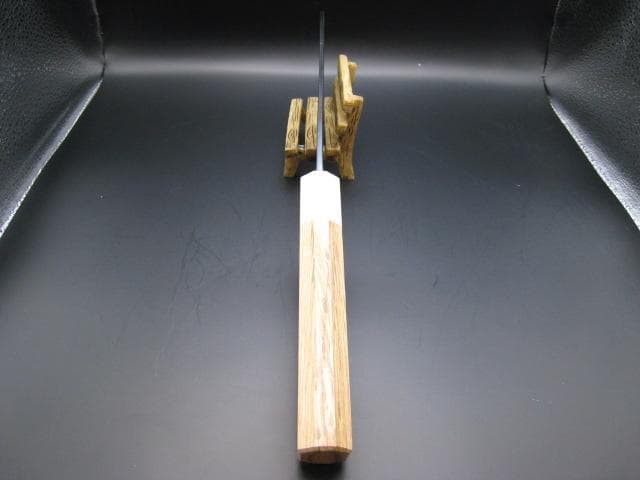 [新品未使用] 三徳包丁180mm 黒打ち仕上げ 白紙1号 樫 八角