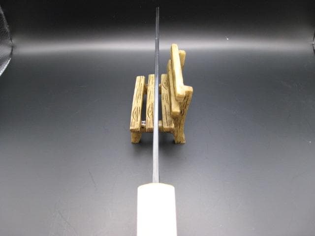 [新品未使用] 三徳包丁180mm 黒打ち仕上げ 白紙1号 樫 八角