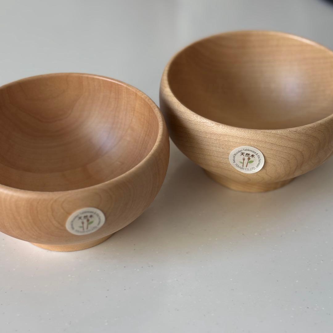 天然木のお椀 Lサイズ メープル（楓）2コセット
