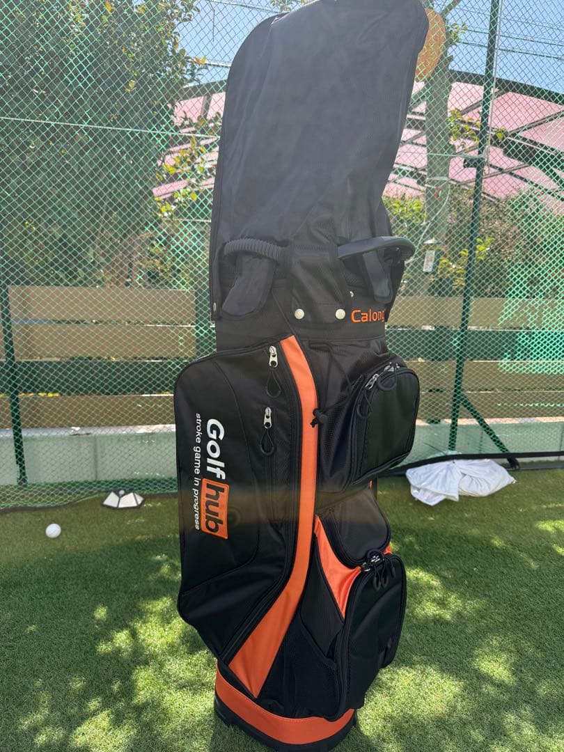 新品 Golf hub Calong キャディバッグ ゴルフ オレンジ　9.5型