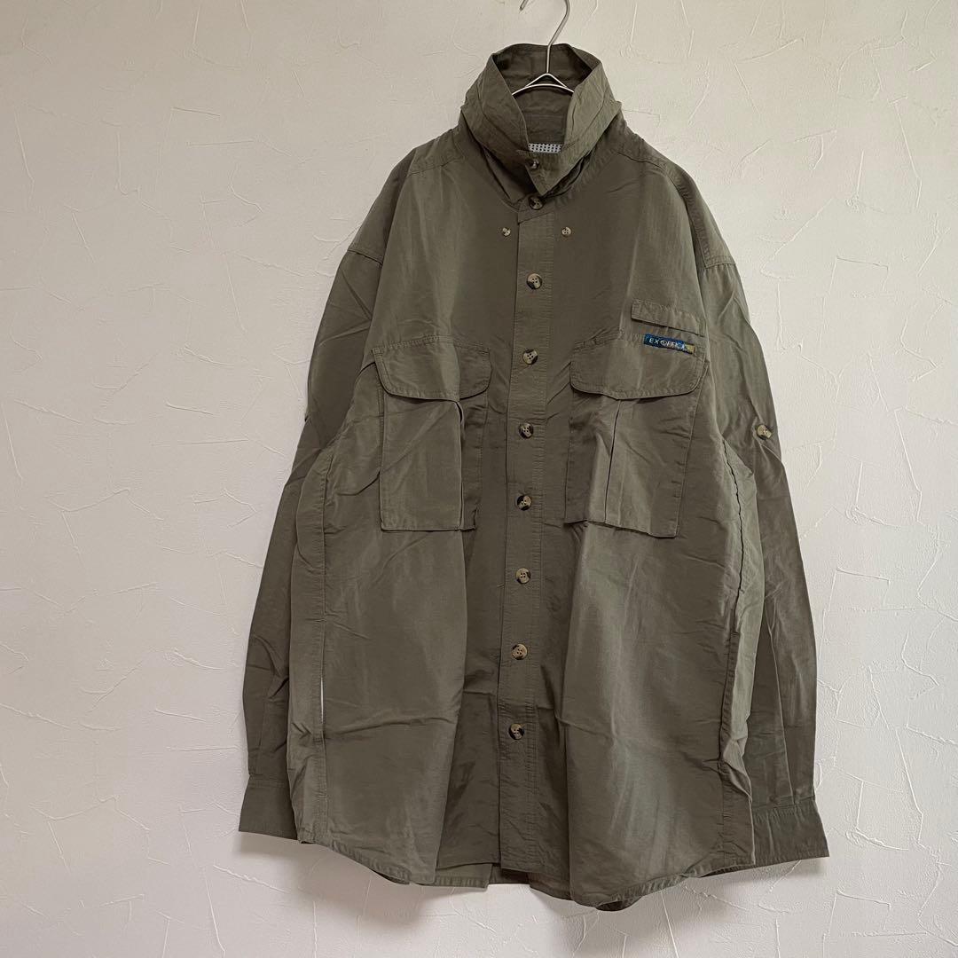 エクスオフィシオ　EXOFFICIO アウトドア　フィッシングシャツ　M カーキ