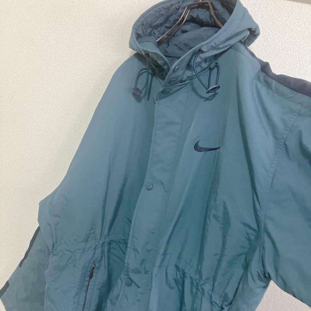 【稀少】90s 銀タグ NIKE ナイキ　刺繍　ベンチコート　キルティング　L