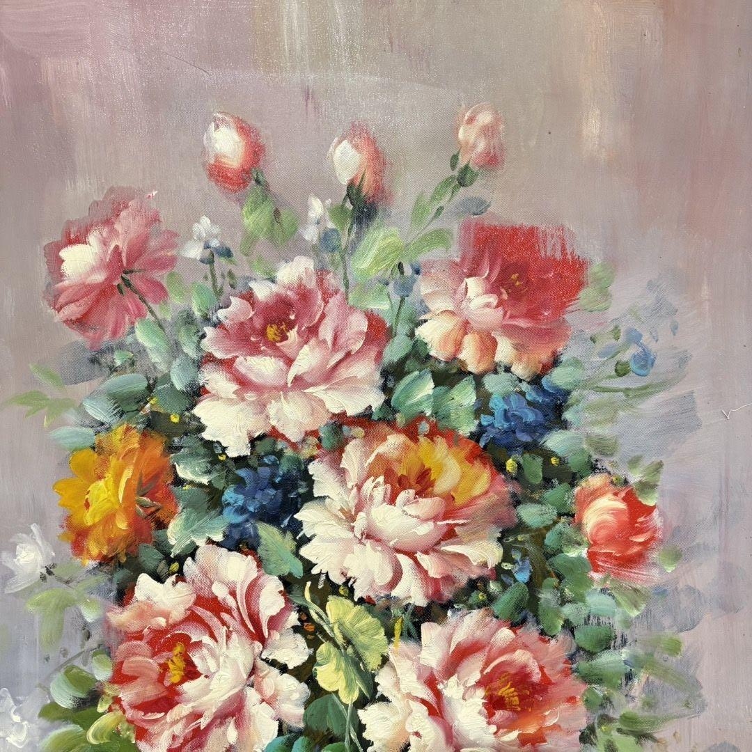 手描き 水彩油画 花 静物画 高小华 インテリアアート 約70×100cm