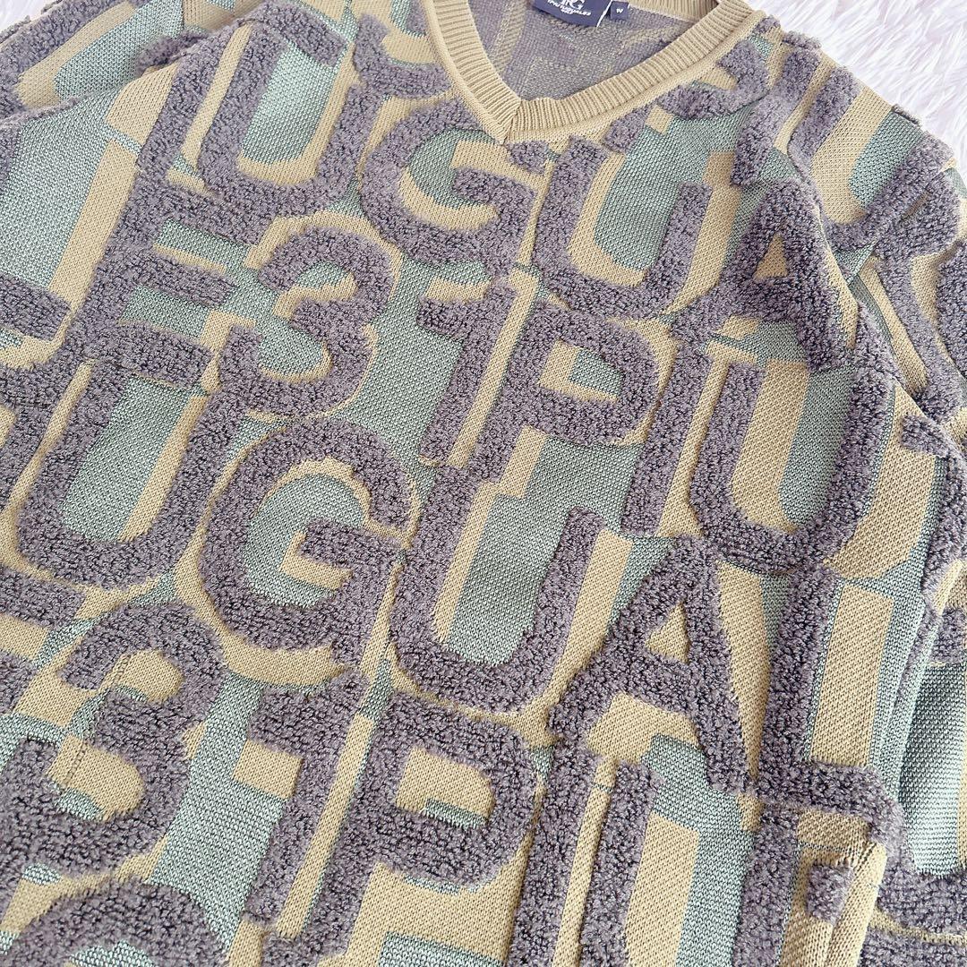 極美品 1PIU1UGUALE3 GOLF ニット L ロゴ 総柄 高級感 人気
