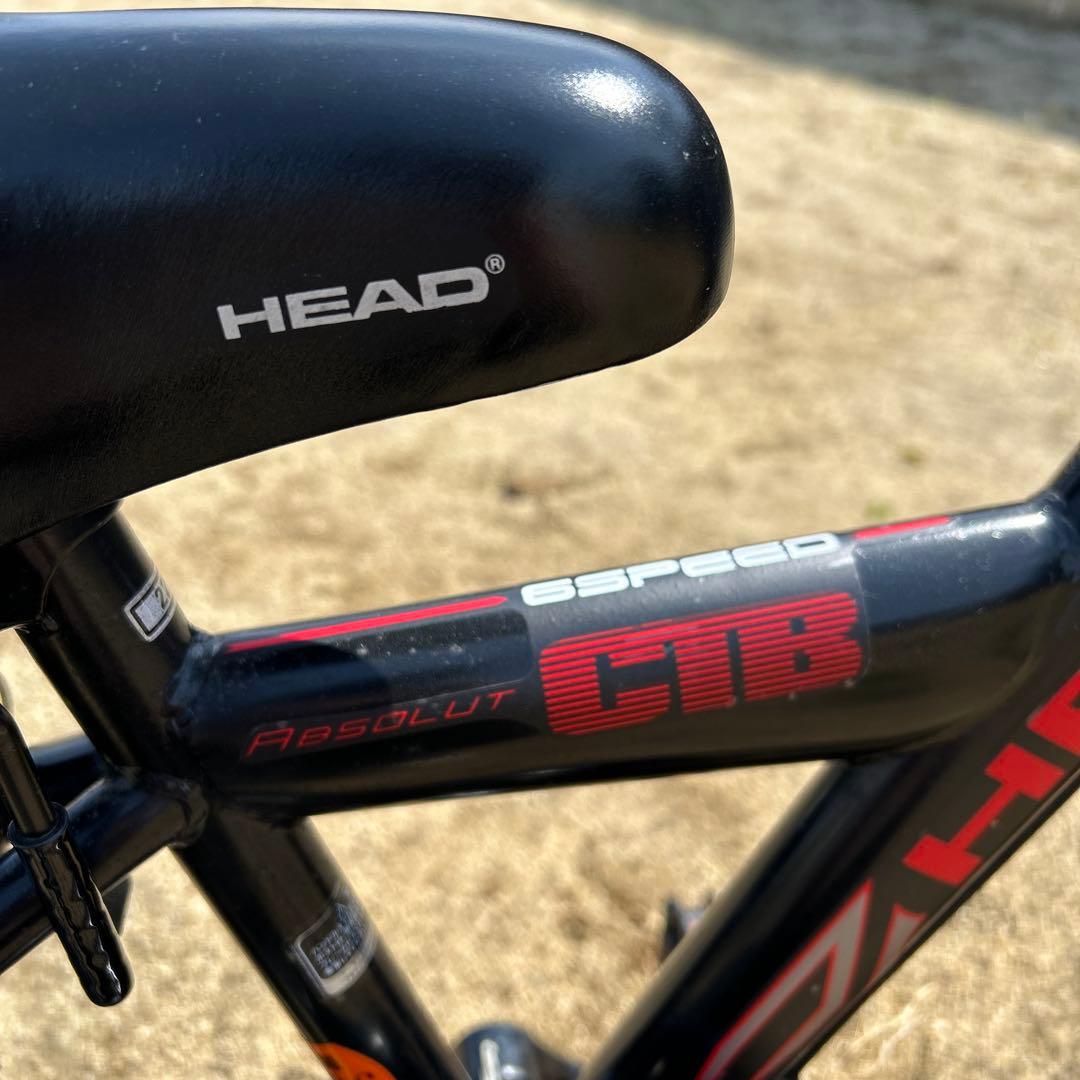 子供用 自転車 本体 黒・赤 前カゴ付 HEAD