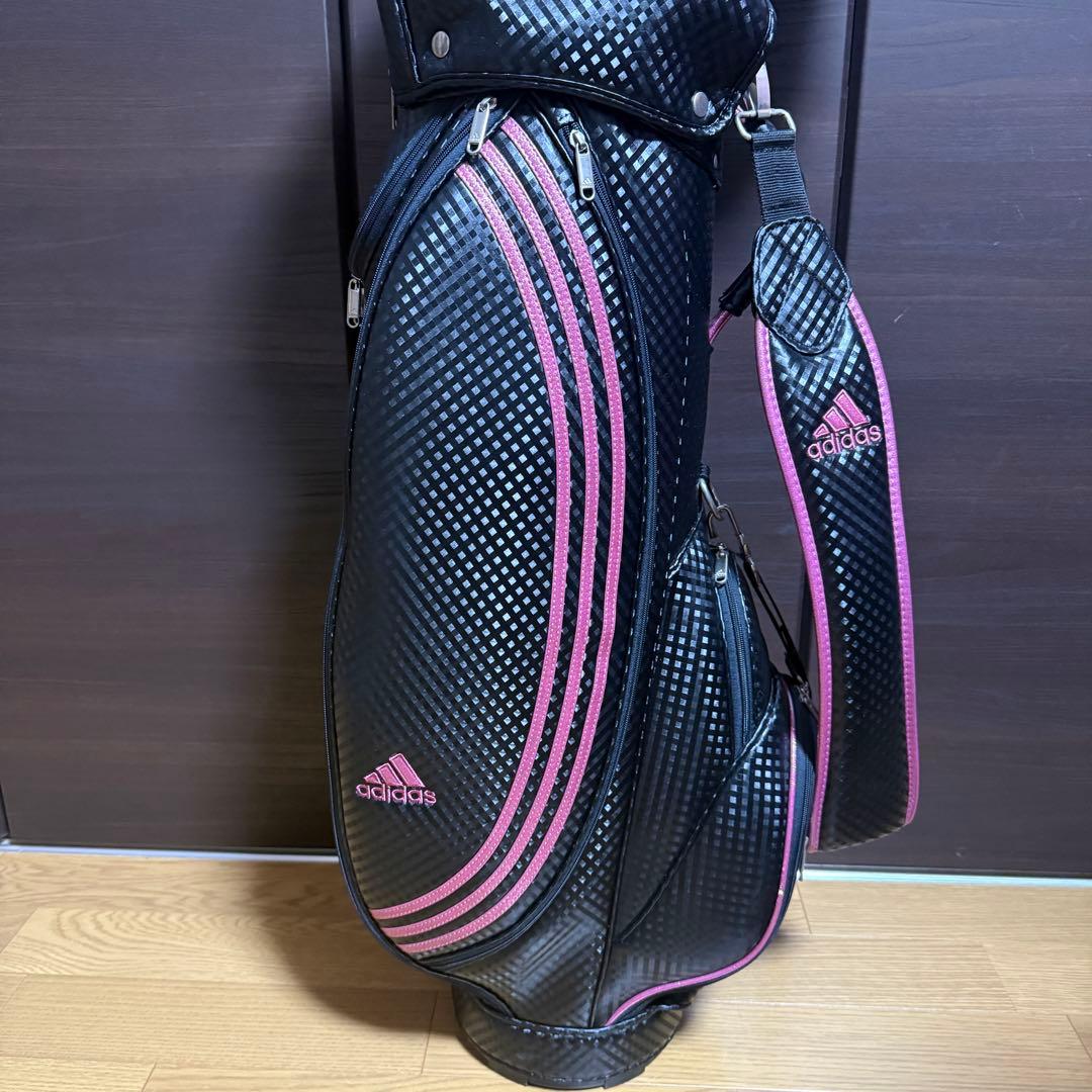 adidas キャディバッグ ゴルフバッグ ブラック/ピンク