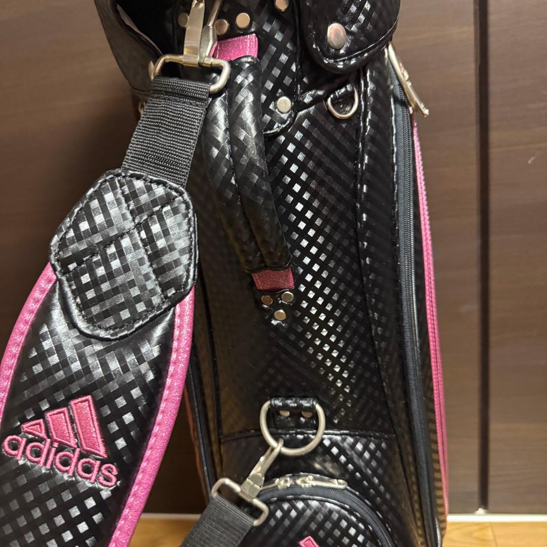 adidas キャディバッグ ゴルフバッグ ブラック/ピンク