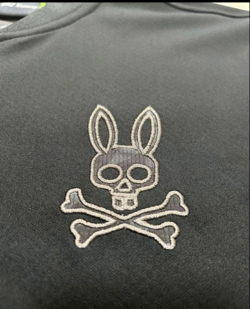 Psycho Bunny サイコバニー モックネック ゴルフウェア ロゴ刺繍 黒